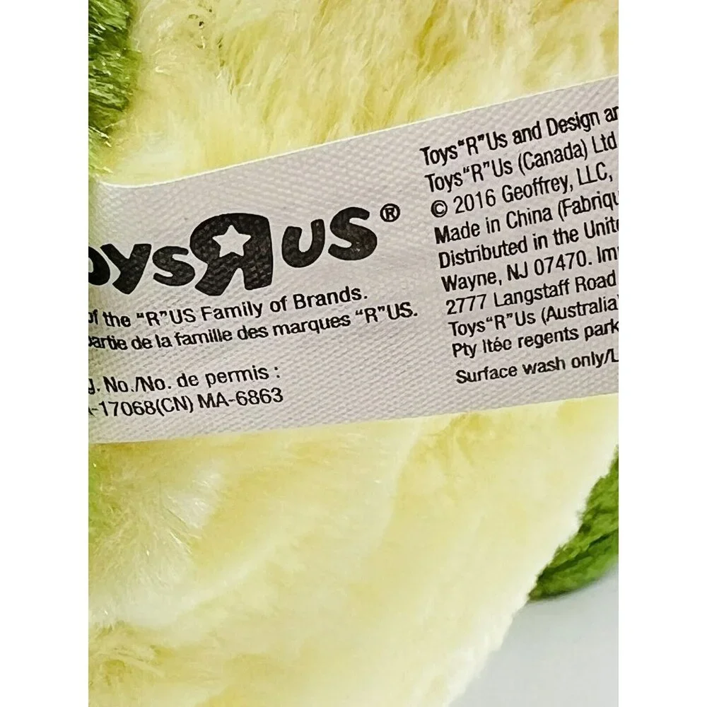 Toys R Us Frog Plush‎ Green Sitting Up 10 inch Stuffed Animal Yellow Belly